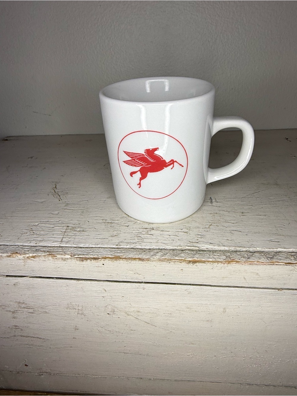 White Ceramic Mug with Red Pegasus Logo